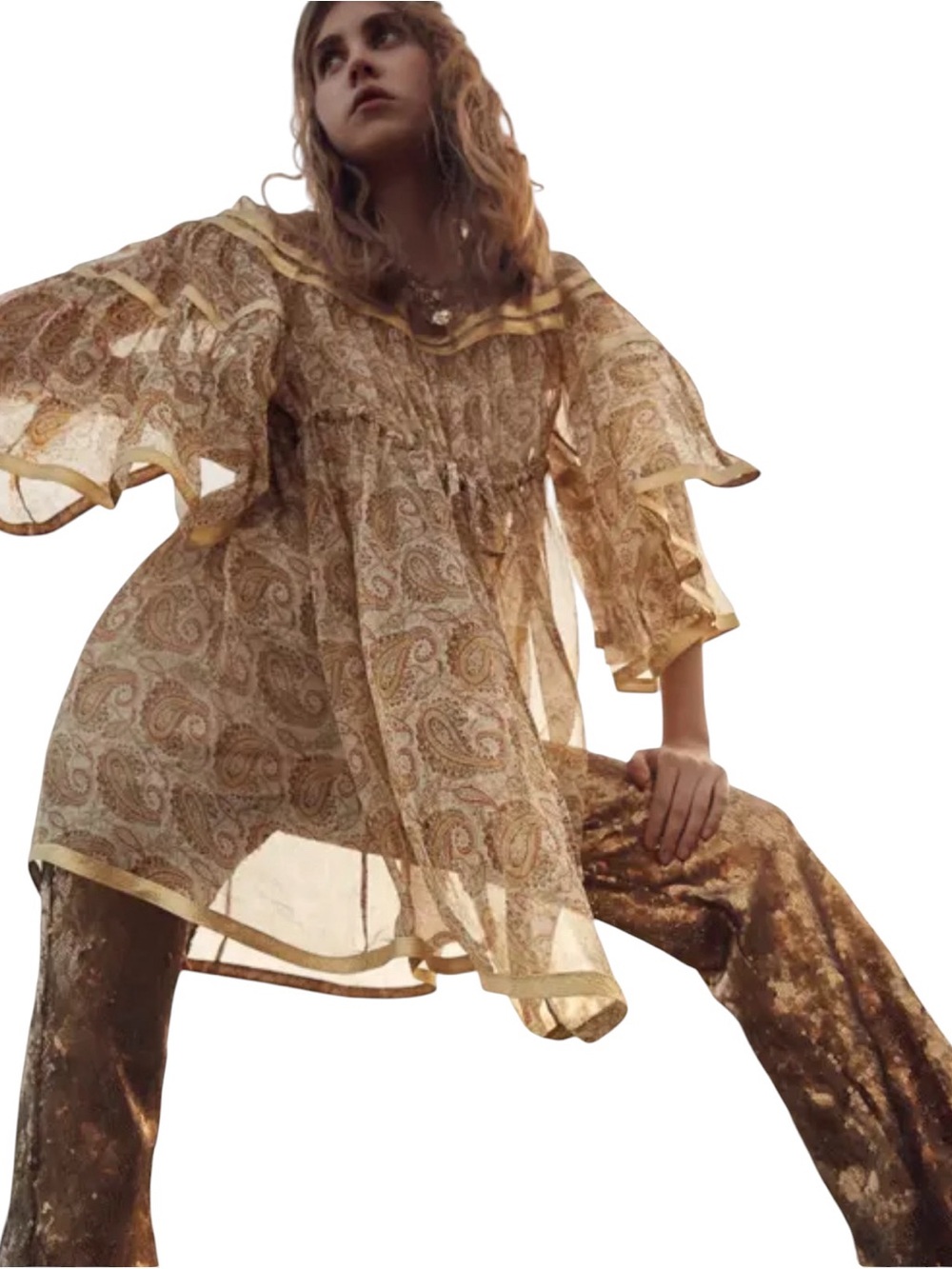 TWINSET Milano Silk Paisley Tunic Dress IT 40 US 4 Bohemian Festival $269